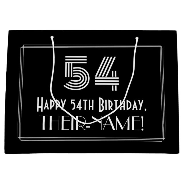 Grand Sac Cadeau 54e anniversaire — Art Déco Inspiré Look "54" & No (Devant)