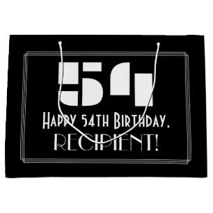 Grand Sac Cadeau 54e anniversaire ~ Art Déco Inspiré Look "54" + No