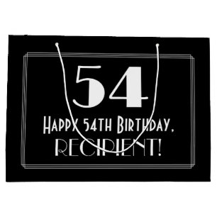 Grand Sac Cadeau 54e anniversaire : Art Déco Style inspiré "54", No
