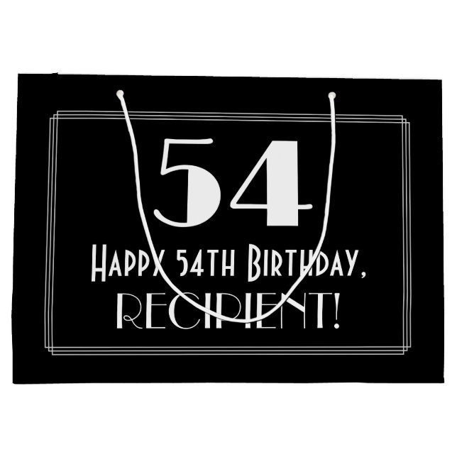 Grand Sac Cadeau 54e anniversaire : Art Déco Style inspiré "54", No (Dos)