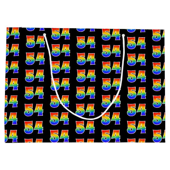 Grand Sac Cadeau 54e anniversaire : Fun Rainbow Event Number 54 Mot (Dos)