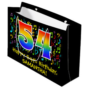 Grand Sac Cadeau 54e anniversaire - Symboles de musique colorée, Ar
