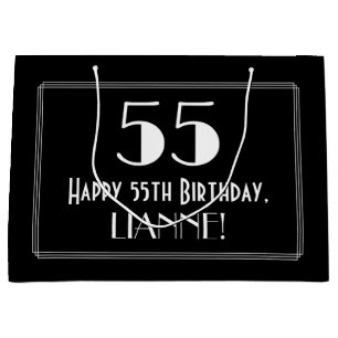 Grand Sac Cadeau 55ème anniversaire : Art Déco Style inspiré "55", 