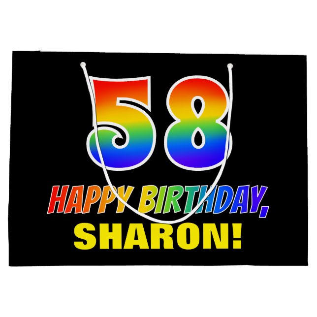 Grand Sac Cadeau 58e anniversaire : Bold, amusant, simple, arc-en-c (Dos)