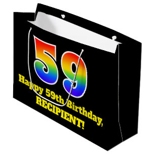 Grand Sac Cadeau 59e anniversaire ~ Amusant, coloré, Vibrant, Arc e