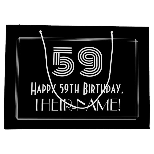 Grand Sac Cadeau 59e anniversaire — Art Déco Inspiré Look "59" & No (Dos)