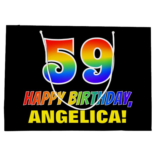 Grand Sac Cadeau 59e anniversaire : Bold, amusant, simple, arc-en-c (Dos)