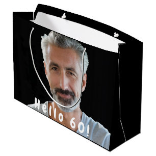 Grand Sac Cadeau 60e anniversaire photo personnalisée noir blanc