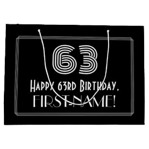 Grand Sac Cadeau 63e anniversaire — Art Déco Inspiré Look "63" & No