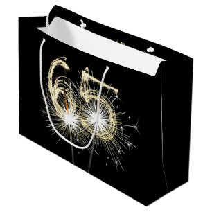 Grand Sac Cadeau 65e anniversaire Sparklers en noir