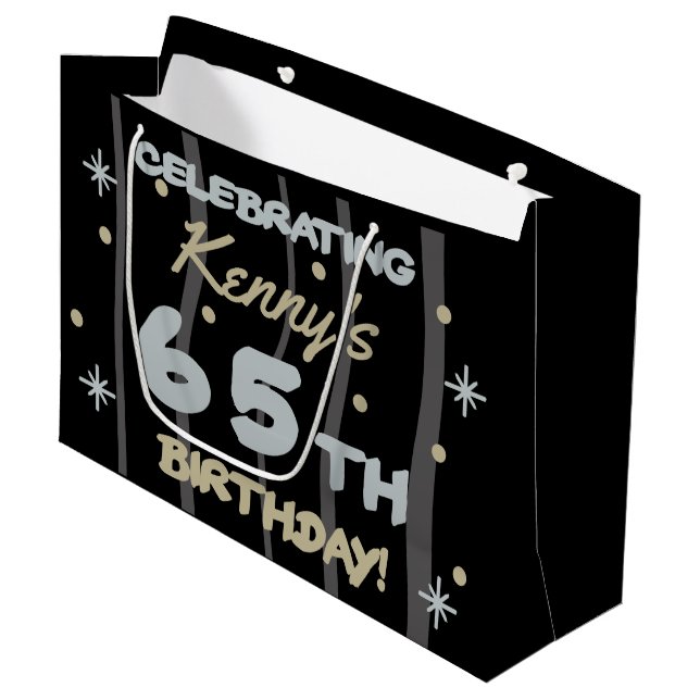 Grand Sac Cadeau 65th Birthday Party Add Your Name (Devant Angle)