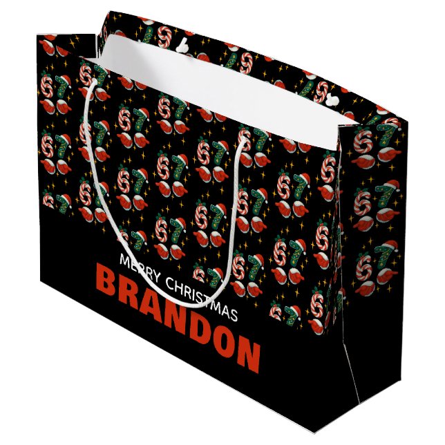 Grand Sac Cadeau 67 Meme Holiday Name (Dos Angle)