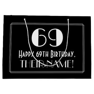 Grand Sac Cadeau 69e anniversaire : Art Déco Style inspiré "69", No
