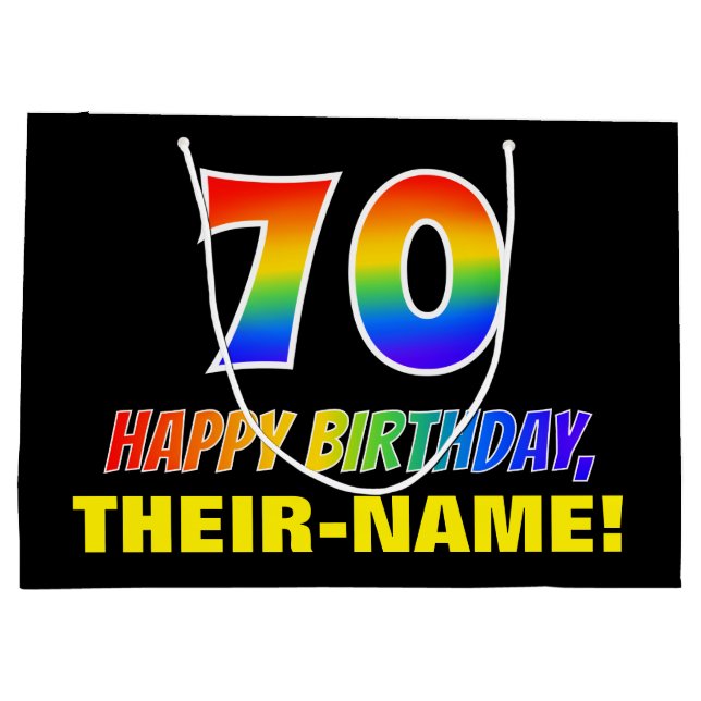 Grand Sac Cadeau 70e anniversaire : Bold, amusant, simple, arc-en-c (Dos)