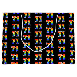 Grand Sac Cadeau 71e anniversaire : Fun Rainbow Event Numéro 71 Mot