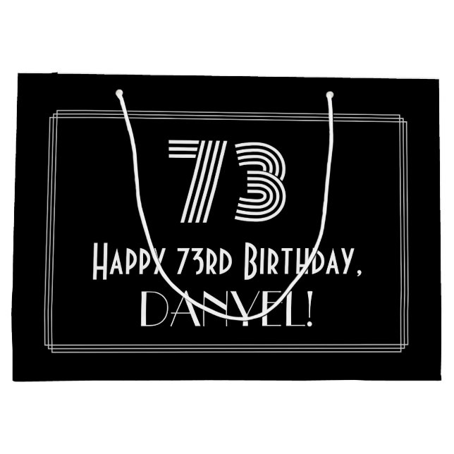 Grand Sac Cadeau 73e anniversaire — Art Déco Inspiré Look "73" & No (Dos)