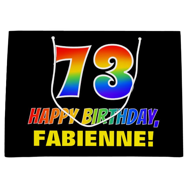 Grand Sac Cadeau 73e anniversaire : audacieux, amusant, simple, arc (Devant)