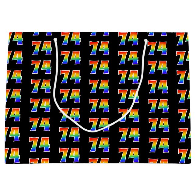Grand Sac Cadeau 74th Birthday : Fun Rainbow Event Number 74 Motif (Devant)