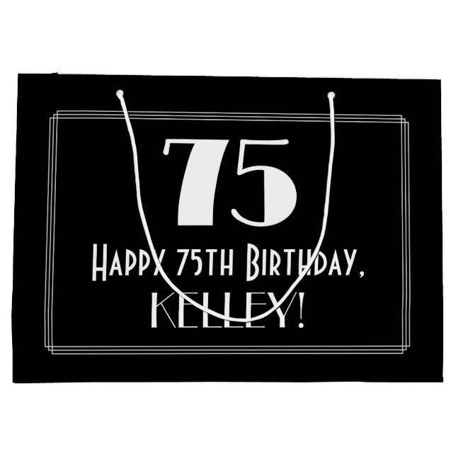 Grand Sac Cadeau 75e anniversaire : Art Déco Style inspiré "75", No (Dos)