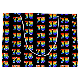 Grand Sac Cadeau 75e anniversaire : Fun Rainbow Event Numéro 75 Mot