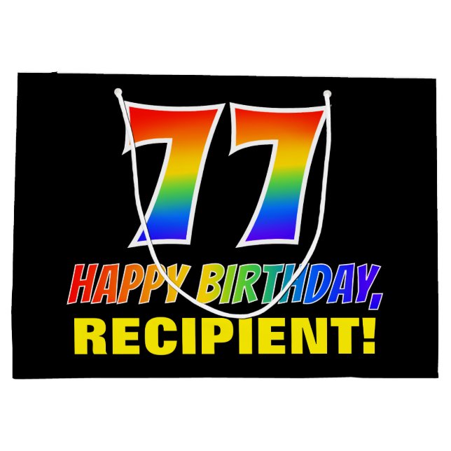 Grand Sac Cadeau 77e anniversaire : audacieux, amusant, simple, arc (Dos)