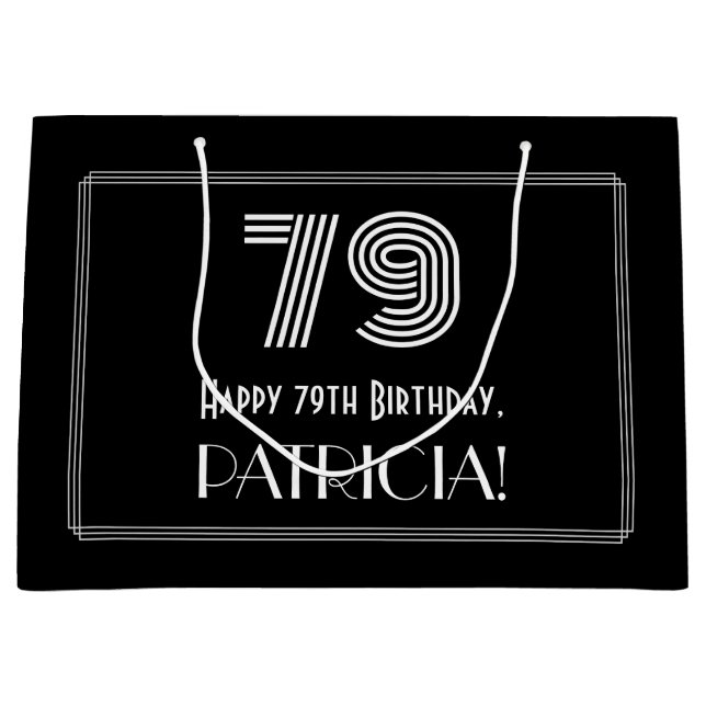 Grand Sac Cadeau 79e anniversaire — Art Déco Inspiré Look "79" & No (Devant)