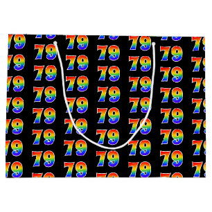 Grand Sac Cadeau 79e anniversaire : Fun Rainbow Event Number 79 Mot