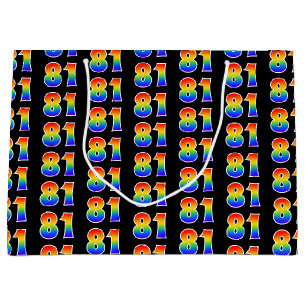 Grand Sac Cadeau 81e anniversaire : Fun Rainbow Event Numéro 81 Mot