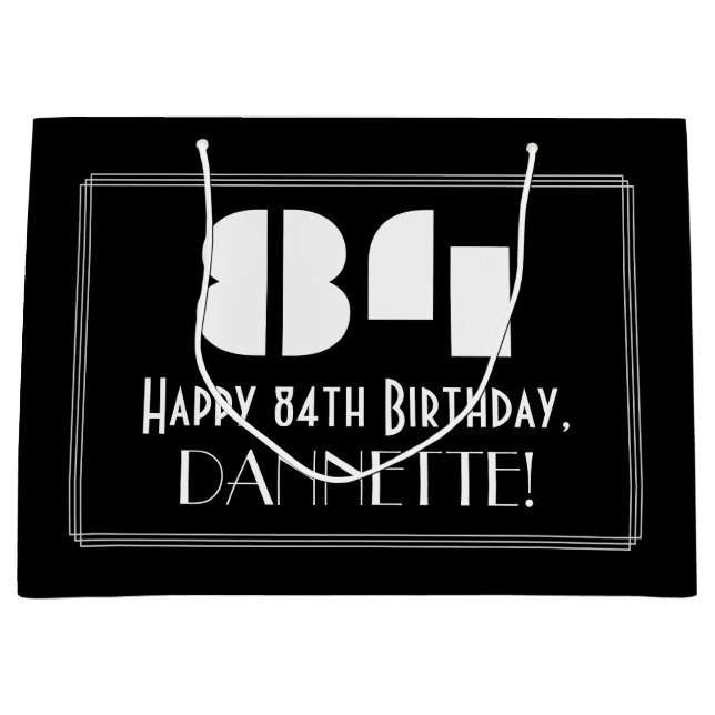 Grand Sac Cadeau 84ème anniversaire ~ Art Déco Inspiré Look "84" +  (Devant)