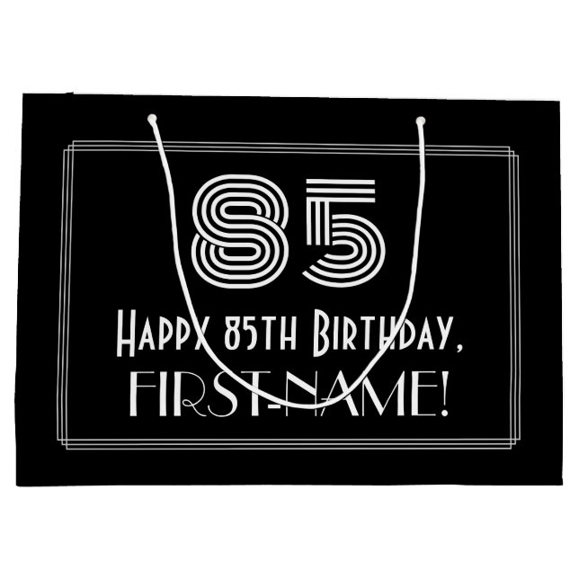 Grand Sac Cadeau 85e anniversaire — Art Déco Inspiré Look "85" & No (Dos)
