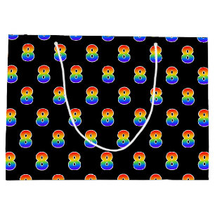 Grand Sac Cadeau 8e anniversaire : Fun Rainbow Event Numéro 8 Motif