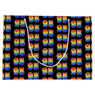 Grand Sac Cadeau 95e anniversaire : Fun Rainbow Event Numéro 95 Mot