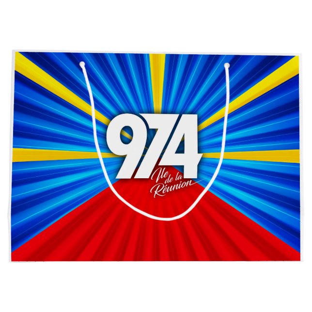 Grand Sac Cadeau 974 Ile de la Réunion - Drapeau réunionnais (Dos)