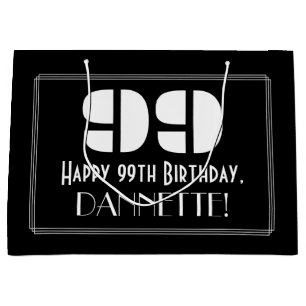 Grand Sac Cadeau 99e anniversaire ~ Art Déco Inspiration "99" + No