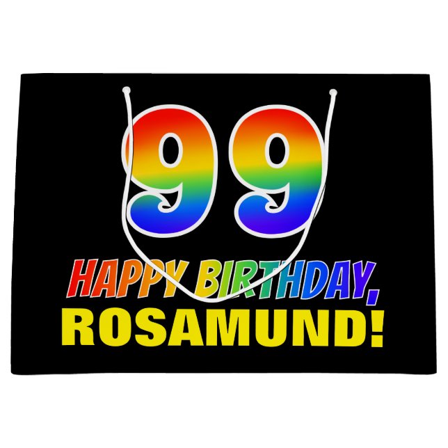 Grand Sac Cadeau 99e anniversaire : Bold, amusant, simple, arc-en-c (Devant)