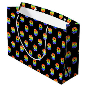Grand Sac Cadeau 9e anniversaire : Fun Rainbow Event Numéro 9 Motif