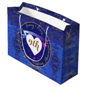 Grand Sac Cadeau 9e anniversaire Mariage Lapis Lazuli Couleur Grand