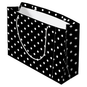 Grand Sac Cadeau À petits pois noir et blanc classique