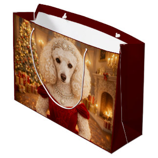Grand Sac Cadeau A Poodle Christmas Holiday