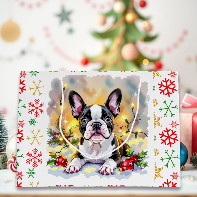 Grand Sac Cadeau A Sweet Boston Terrier Christmas (Créateur téléchargé)