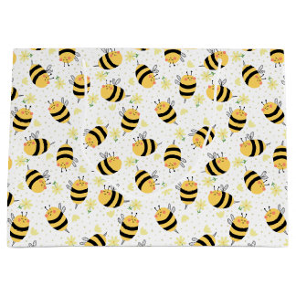 Grand Sac Cadeau Abeille de miel et tournesol