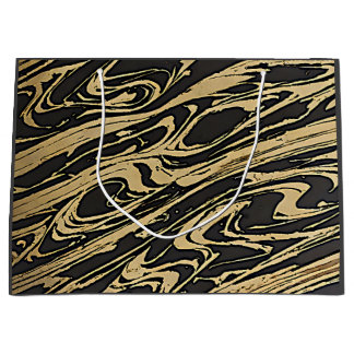 Grand Sac Cadeau Abstract Fluid Art - Black Marble Effect