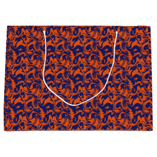 Grand Sac Cadeau Abstrait orange et bleu