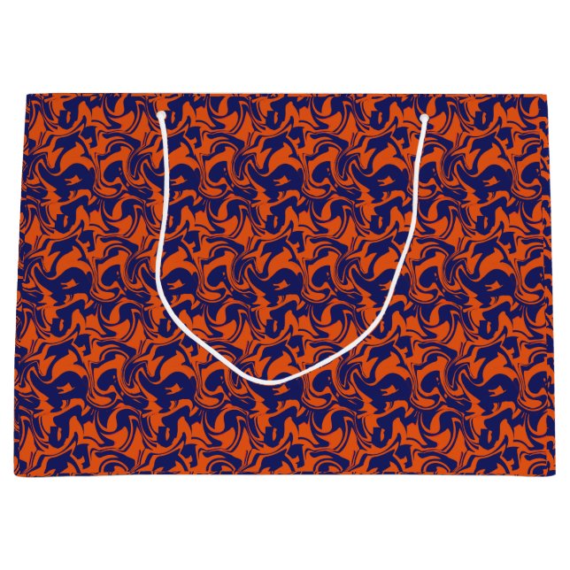 Grand Sac Cadeau Abstrait orange et bleu (Devant)