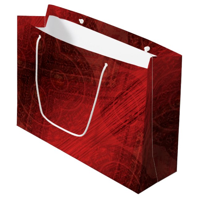 Grand Sac Cadeau Acceptation | Médaillons de méditation rouge (Devant Angle)