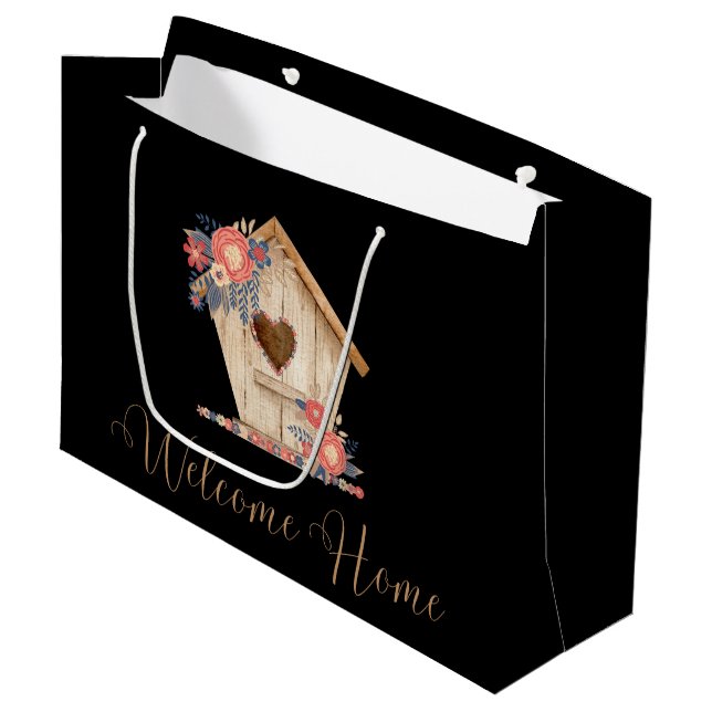 Grand Sac Cadeau Accueil Bienvenue Realtor Personnalisé en couleur  (Devant Angle)