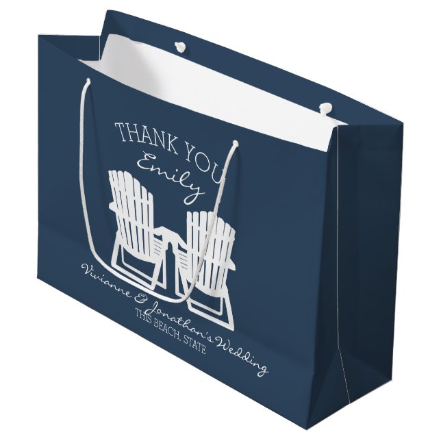 Grand Sac Cadeau Adirondack Chaises bleu marine (Devant Angle)