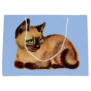 Grand Sac Cadeau adorable imprimé chaton siamois