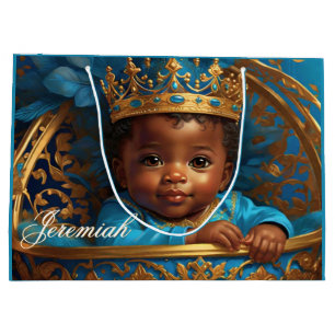 Grand Sac Cadeau Adorable Prince africain Baby shower royal / Anniv