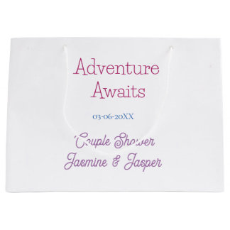 Grand Sac Cadeau adventure awaits couple shower name date pink blue